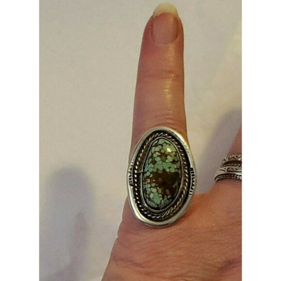 Navajo Signed No.8 mine Turquoise sterling silver ring s5.5   (NAR 1127) - Picture 5 of 8